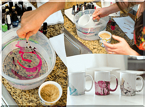 Decorate the cups with nail polish