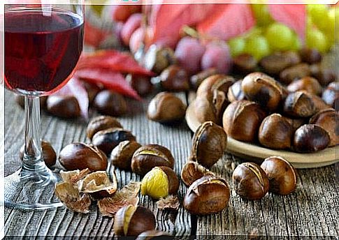 wine and chestnuts